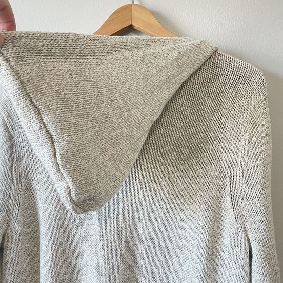 Jenni Kayne Oatmeal Cotton Linen Long Hooded Cardigan Sweater M Knit Designer - Picture 6 of 12